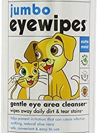 Petkin Jumbo Pet Eye Wipes, 80 Extra Moist Wipes – Gentle Eye Cleansing Wipes Remove Dirt