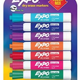 EXPO Dry Erase Markers Chisel Tip Vibrant Colors 8 Pack 1931196 Low Odor Ink