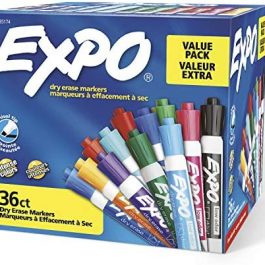 EXPO Low-Odor Dry Erase Markers, Chisel Tip, Assorted Colors, 36 Count