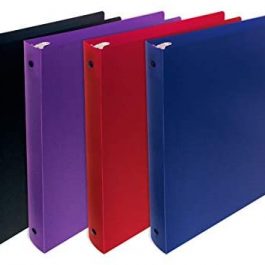 3 Ring Poly Binder with Pocket, 1 Inch 4 Pack-Red, Blue, Purple and Black