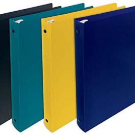 3 Ring Poly Binder with Pocket 1 Inch, Letter Size, 4 Pack-Assorted Colors