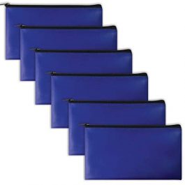 6 Pack, Zippered Security Bank Deposit Bag Blue 6 Bags