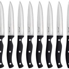 McCook MC55 Steak Knives 8 Pieces Stainless Steel Steak Knife Black