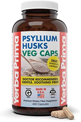 Yerba Prima Psyllium Husks Veg Caps, 400 Capsules (625mg) Vegan