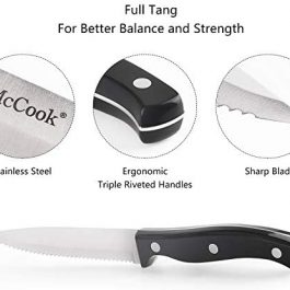 McCook MC55 Steak Knives 8 Pieces Stainless Steel Steak Knife Set Black