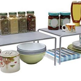 DecoBros Expandable Kitchen Cabinet and Counter Shelf Organizer Silver