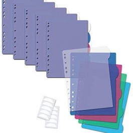 5 Tab Plastic Binder Index Dividers Large Rounded Index 12 Pack 12 Sets