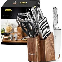 McCook MC20 Premium Knife Sets,17 Pieces Full  Acacia Block