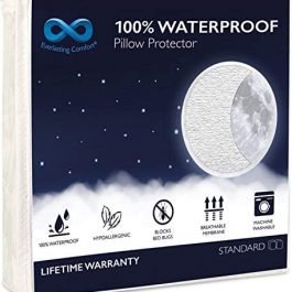 Waterproof Pillow Protectors Set of 4 Standard Size Pillow with Zipper