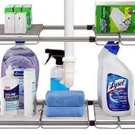 DecoBros Under Sink 2 Tier Expandable Shelf Organizer Silver