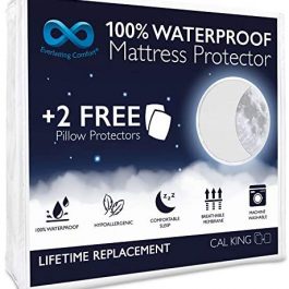 Waterproof California King Size Mattress Protector with 2 Pillow Protectors